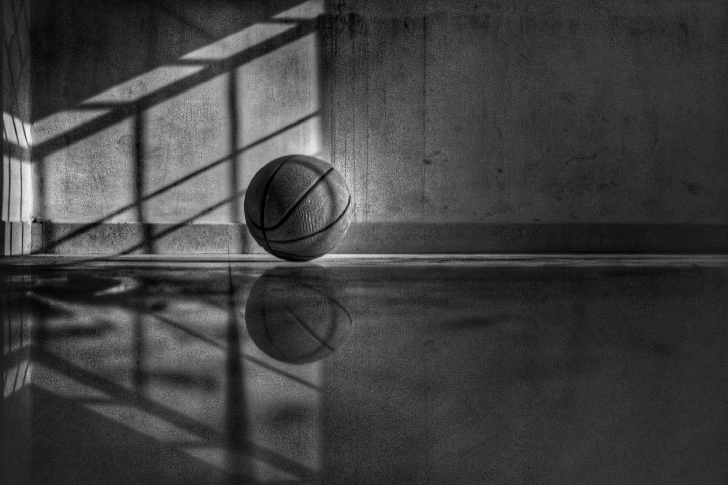 Black and White Image of a Basketball